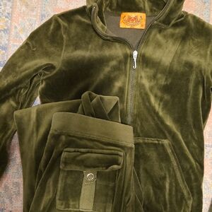 Olive Green Velour Tracksuit
